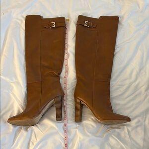 Ann Taylor Brown Leather Heeled Boots with Classic Silhouette